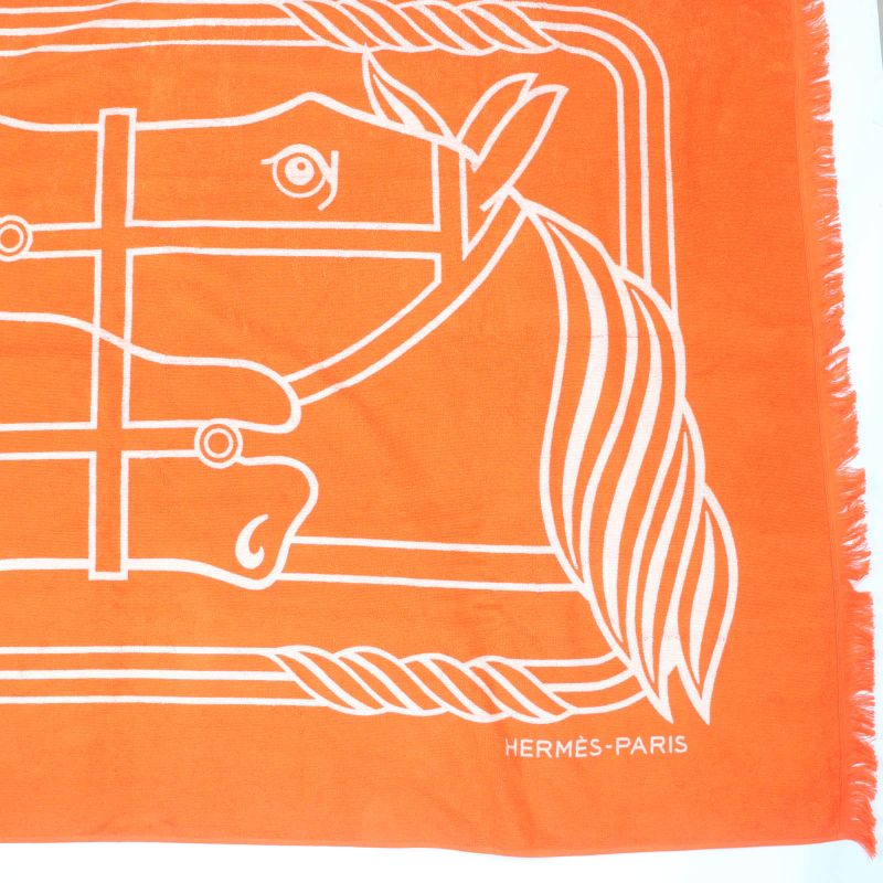 Hermes 25SS Yachting - Tattoo/cadrige PM 100% Cotton Geranium Bath Towel Made