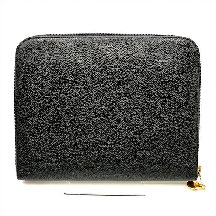 Chanel CC Logo Caviar Leather Mini Pouch Second Black