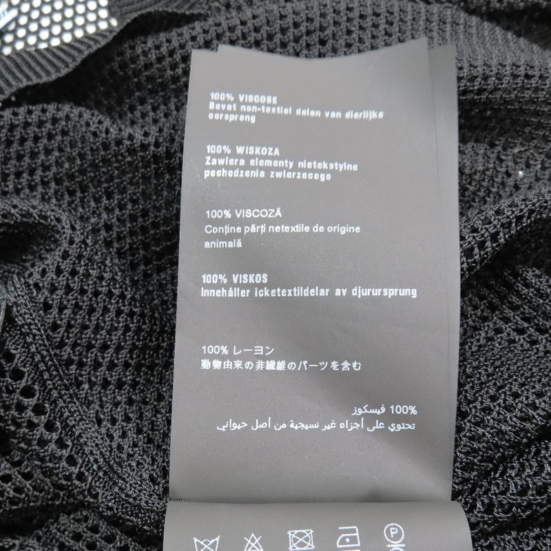 Prada Mesh Cardigan Knit Long Sleeves Crew Neck Woven Cut 38 Black Women Used