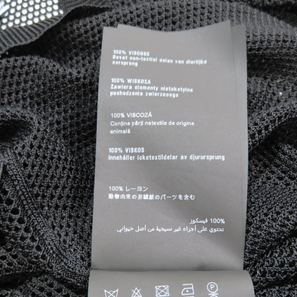 Prada Mesh Cardigan Knit Long Sleeves Crew Neck Woven Cut 38 Black Women Used