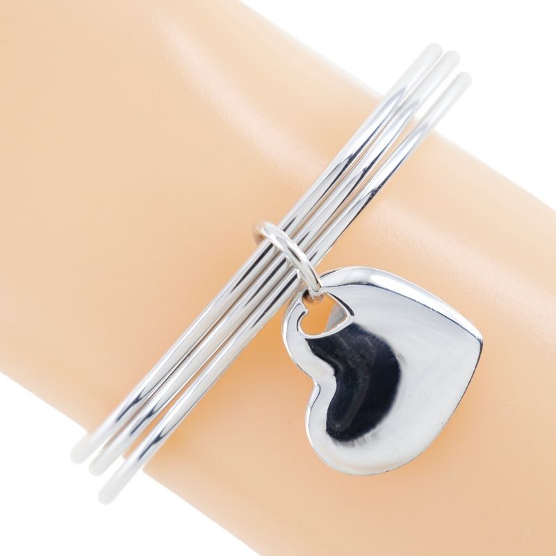 Tiffany & Co Double Heart 3strand Silver 925 Ladies 23.6g Bangle