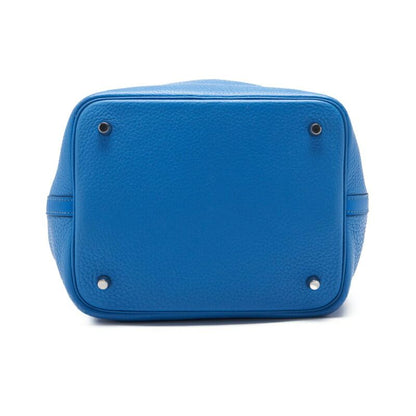 Hermes Picotin Lock MM Handbag Taurillon Clemence X Swift Blue Paradise Blue