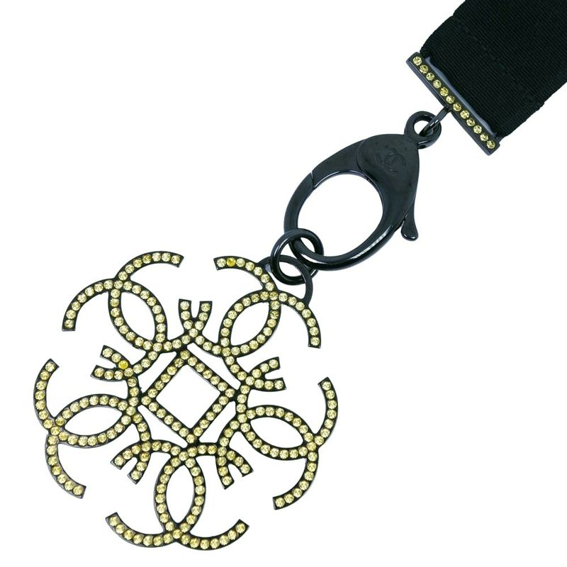 Chanel Strap Rhinestone Black B17S Ladies 54.5g Necklace