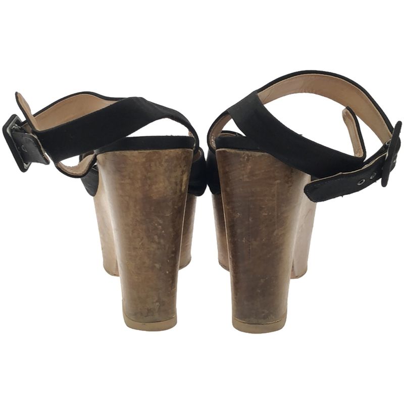 Celine Wood Wedge Sole Sandals Black 37 1 2