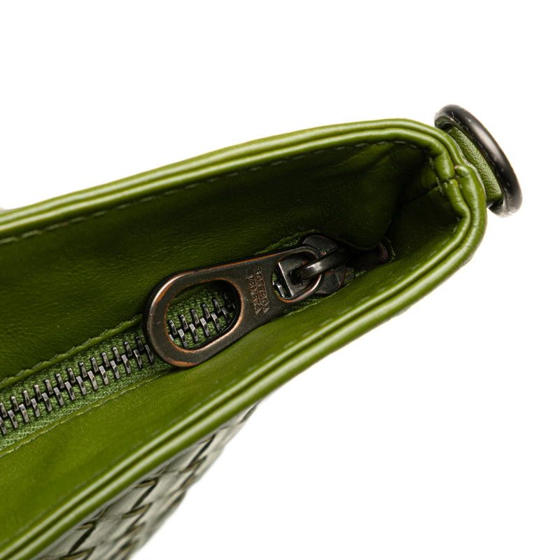 Bottega Veneta Intrecciato Crossbody Shoulder Bag Green Leather Women Bottega