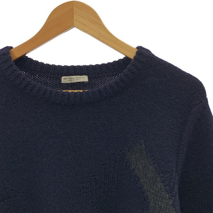 Bottega Veneta | Wool Bicolor Crewneck Knit | 46 | Navy Gray | Men's