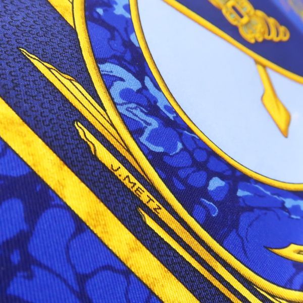Hermes Carre 90 Carpe DIEM Enjoy Your Day Scarf 100% Silk Blue Sun Blue Hermes