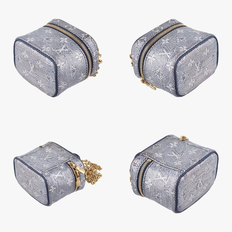 Louis Vuitton Micro Vanity Gray And Blue Monogram Jacquard Denim M82467 IC Chip