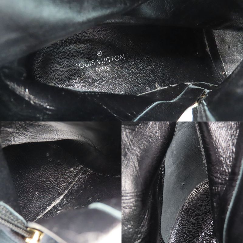 Louis Vuitton Century Line Ankle Boots Short Velvet Block Heel Studs