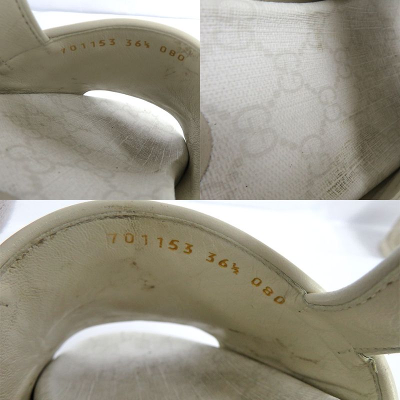 Gucci GG Platform Sandals 701153 Back Strap White Beige 36.5 Thick