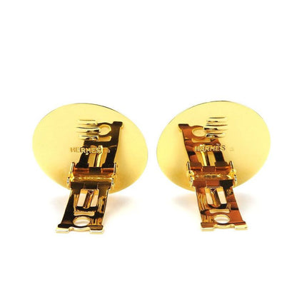 Hermes Earring Emile Yellow Gold Cloisonne GP Plating Accessories Jewelry Small