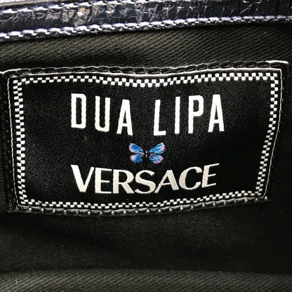 Versace Medusa Metallic Leather Repeat Hobo 2-Way Hand Shoulder Bag Blue