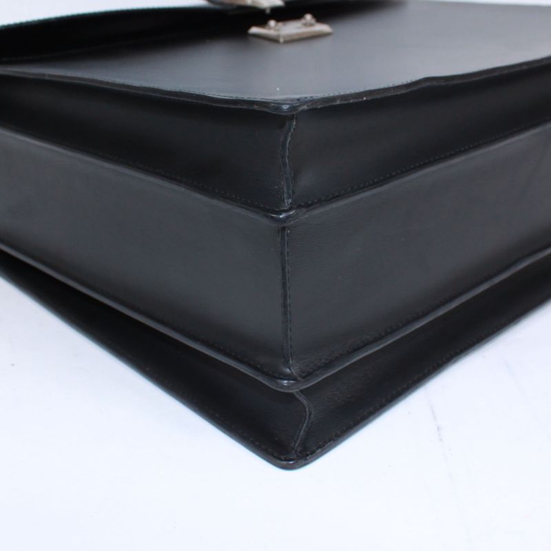 Cartier Doctor's Bag Leather Black Handbag Silver