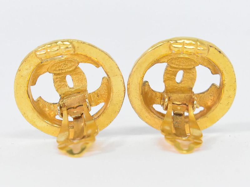 Authentic Chanel Coco Mark Earrings GP Gold Plated Coco Mark Accessories