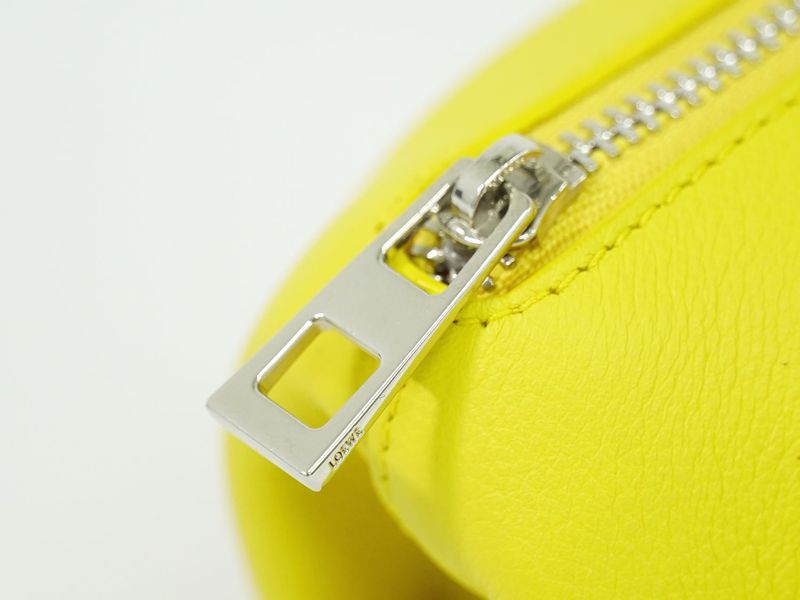 Authentic Loewe Elephant Coin Case Coin Purse Mini Pouch Leather Yellow Wallet