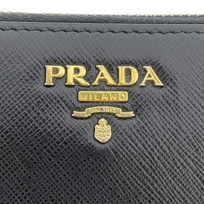 Prada Round Zipper Long Wallet Black NERO 1ml506 Excellent Condition