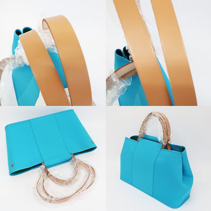 Hermes Cabas Quellen Handbag Tote Bag 2WAY Light Blue- P Engraved