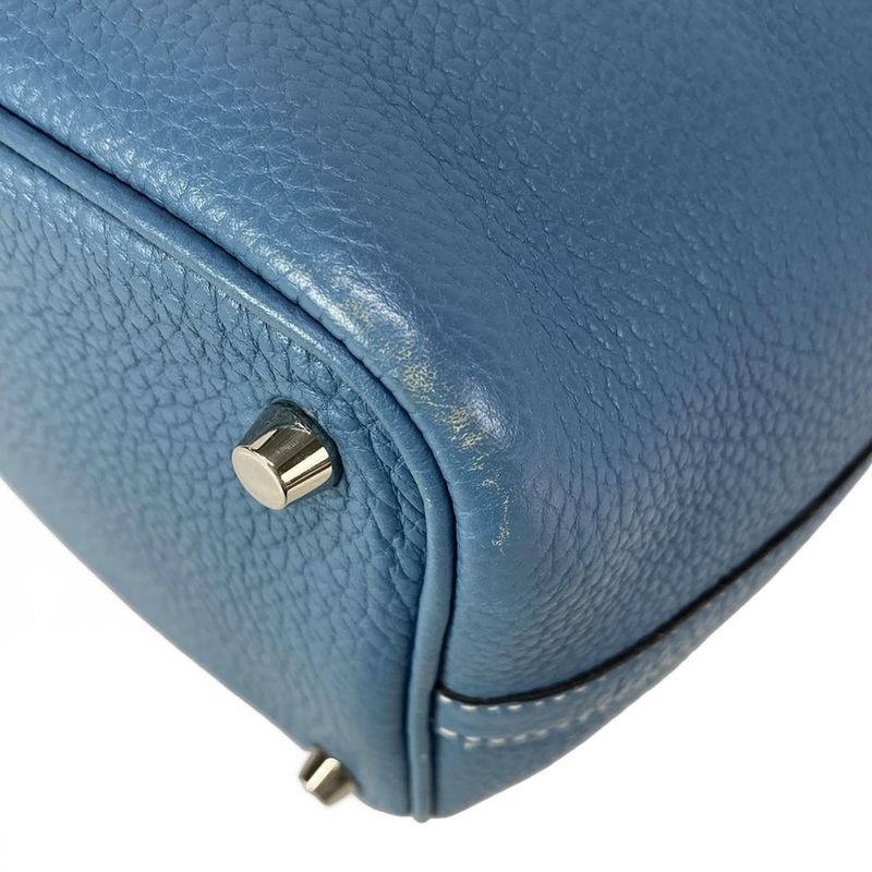 Hermes Handbag Picotin Lock PM Blue Jean Silver Hardware