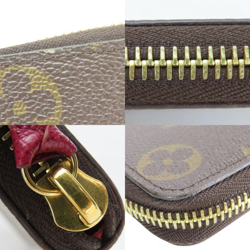 Louis Vuitton Portefeuille Clemence M60742 Monogram Fuchsia Brown Gold Hardware