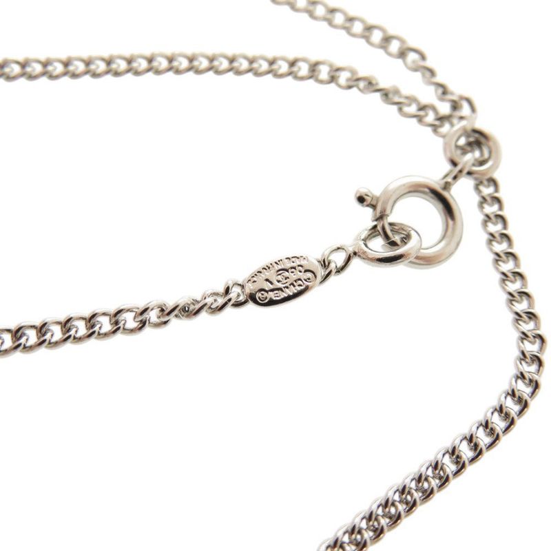 Chanel Coco Mark A28942 Metal Rhinestone Silver Necklace 0460 Chanel