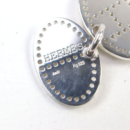 Hermes Eclipse Evelyn Ag925 H Logo Motif Perforated Oval Pendant Top Silver
