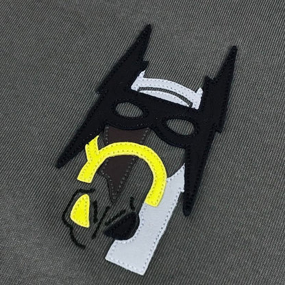 Hermes Short Sleeve T-shirt Horse Leather Patch Leather Tag Cotton Gray Khaki