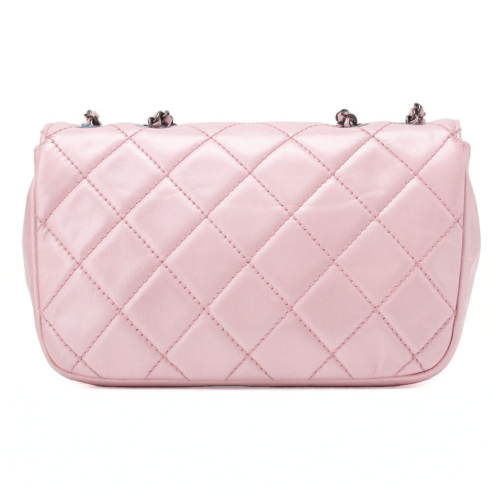 Chanel Chain Shoulder Bag Matelasse Vintage Calf Mini Pink Silver Hardware