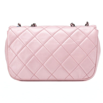 Chanel Chain Shoulder Bag Matelasse Vintage Calf Mini Pink Silver Hardware
