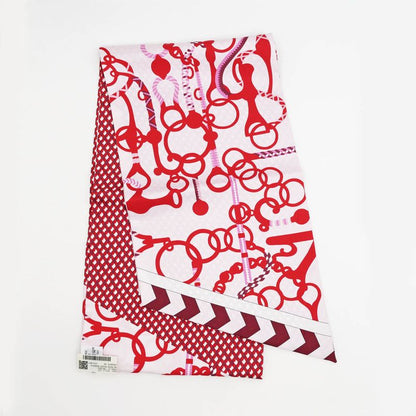 Hermes Maxi Twill Cut MORS ET Tresses Pink Red Silk Scarf