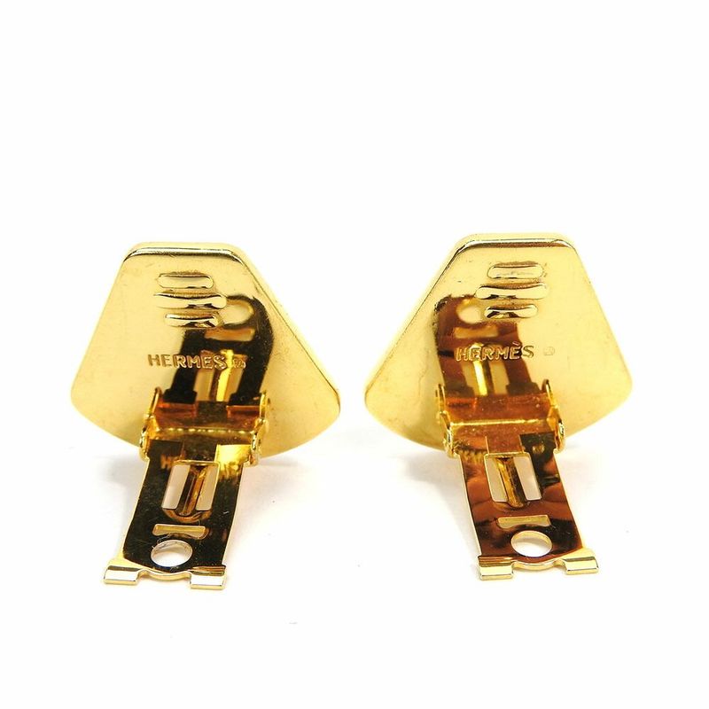 Hermes Earring Emile Yellow Gold Cloisonne GP Plated Jewelry Accessories