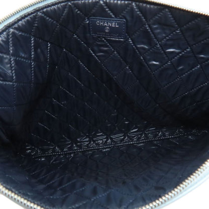 Chanel Coco Mark Bicolor Clutch Bag Leather Women