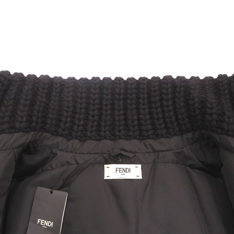 Fendi Zip Up Short Cape Faa406 Size 38 Wool Elastane Polyester Brown Outerwear