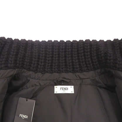Fendi Zip Up Short Cape Faa406 Size 38 Wool Elastane Polyester Brown Outerwear