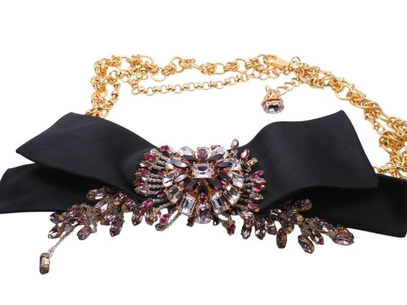 Dolce & Gabbana Crystal Plated Belt Gold Purple Pink — view 2