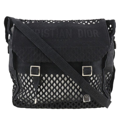 Dior Christian Dior Messenger Mesh Canvas Black Women's Shoulder Bag