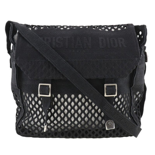 Dior Christian Dior Messenger Mesh Canvas Black Women's Shoulder Bag