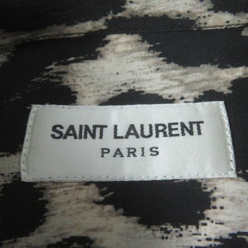 Saint Laurent Paris 465896 100% Silk Leopard Print Long-sleeved Shirt With