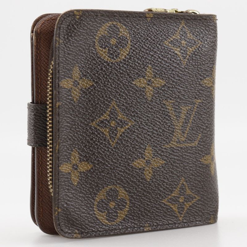 Louis Vuitton Compact Zip M61667 Monogram Canvas Brown Ca0095 Unisex Folding