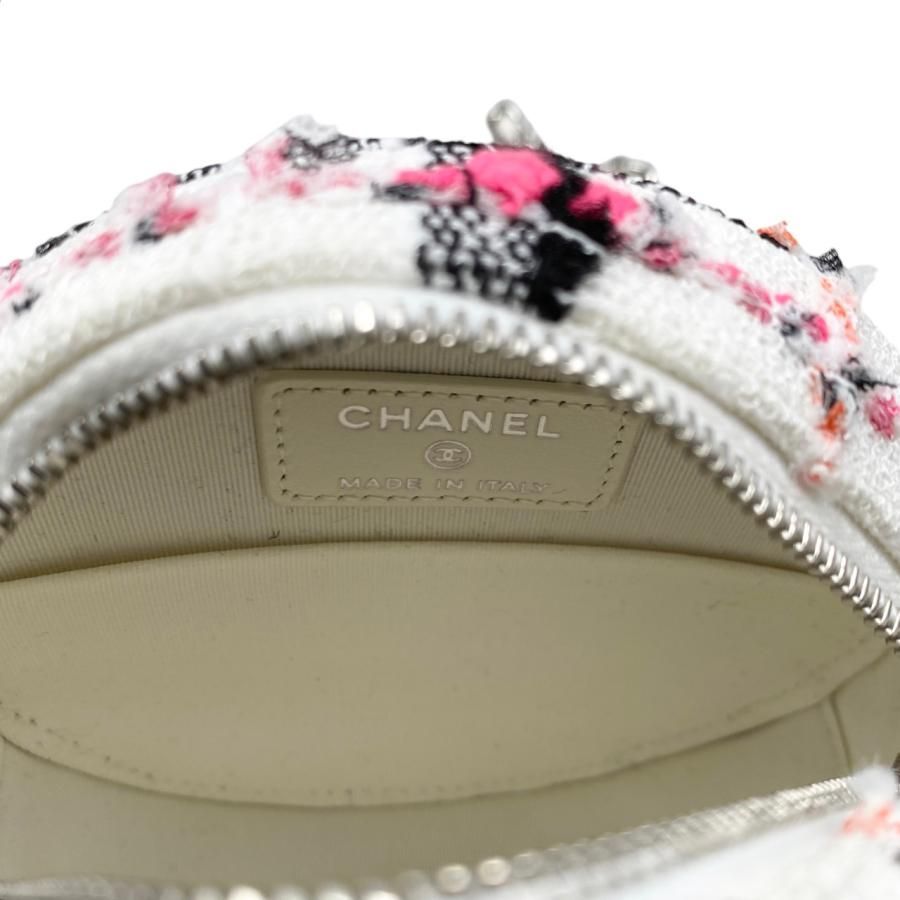 Chanel Shoulder Bag Round Mini Classic Chain Ap0245 Matelasse Tweed Coco Mark