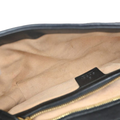 Gucci Marmont Chain Shoulder Bag Canvas Leather Beige Black 631ka861