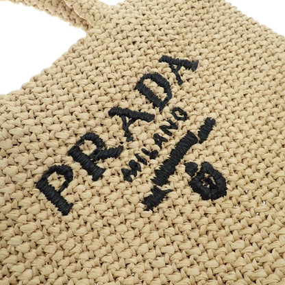 Prada Small Crochet Raffia Style 1bg422 Tote Bag Natural Women's Spring Summer