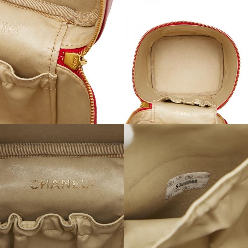 Chanel Coco Mark Vanity Bag Handbag Red Caviar Skin Ladies Chanel