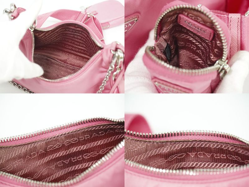 Authentic Prada Re-edition 2005 2WAY Shoulder Bag Handbag Pochette Nylon Pink
