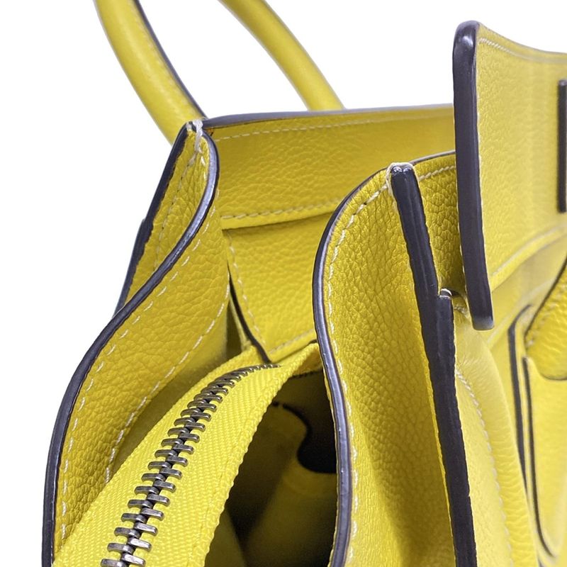 Celine Handbag Luggage Mini Shopper Yellow Leather