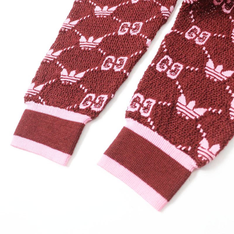 Gucci×adidas Gucci×adidas 693830 Trefoil Jacquard Jogger Pants Brown Pink XS