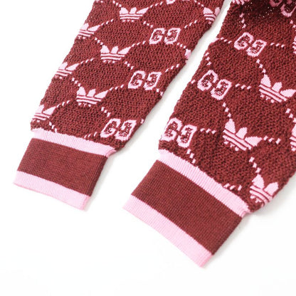 Gucci×adidas Gucci×adidas 693830 Trefoil Jacquard Jogger Pants Brown Pink XS