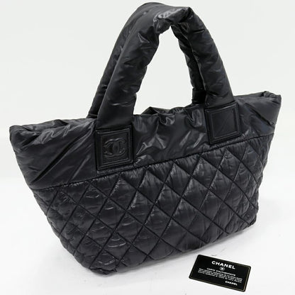 Chanel Tote Handbag Coco Cocoon Small Nylon And Calf Black And Bordeaux A48610