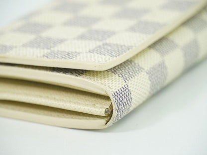 Authentic Louis Vuitton LV Portefeuille Trésor Damier Azure Fold Wallet White