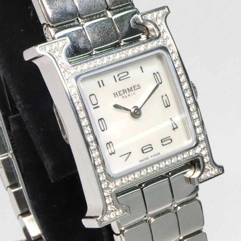 Hermes H Watch Mini 21 mm (0.83in) Hh1.131 SS Ashie Bracelet White