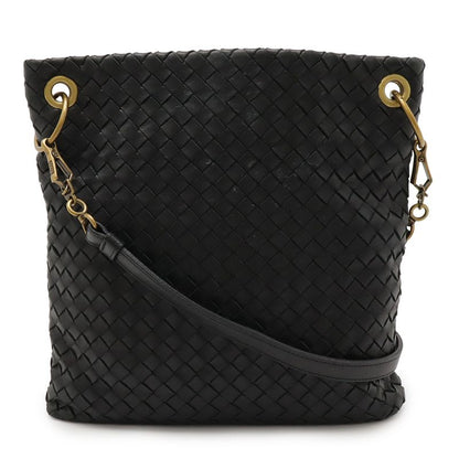 Bottega Veneta Intrecciato Shoulder Bag Crossbody Leather Black 179330